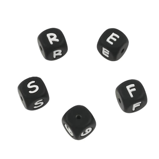 11.5mm Alphabet Cube Silicone Beads by Bead Landing